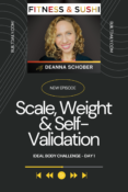 Podcast on how to ditch the scale for women 40+ called Scale, Weight, and Self-Validation from the Fitness & Sushi Podcast